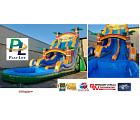 23FT tall Tiki Plunge Double Lane Slide with Deep Pool